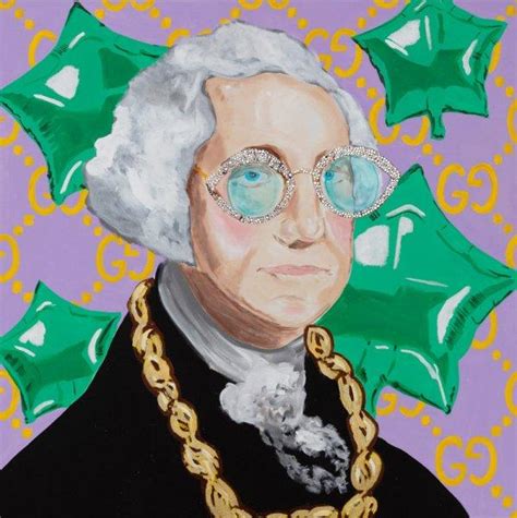 George Washington with Green Mylar Balloons and  